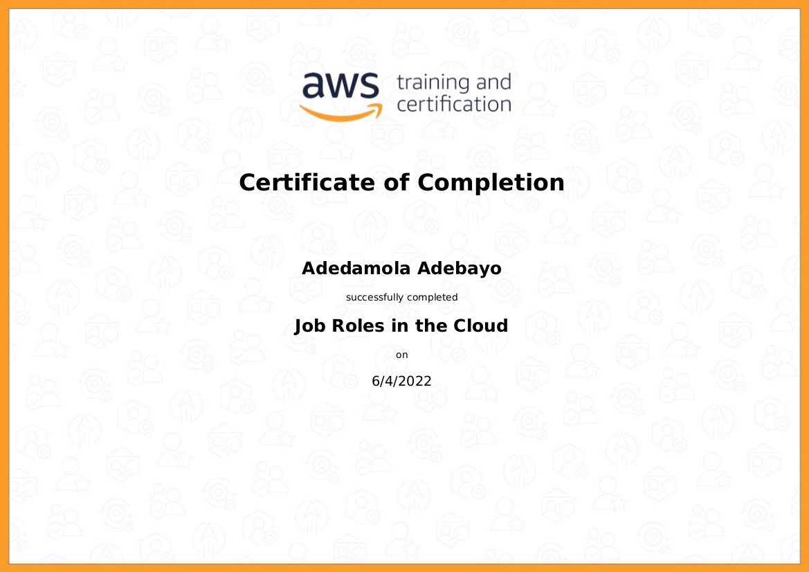 An AWS Cloud Job Roles Training Certificate