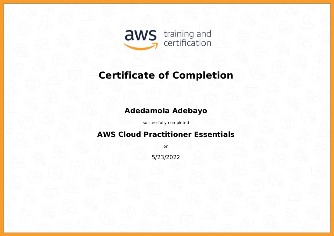 An AWS Cloud Practitioner Essentials Certificate
