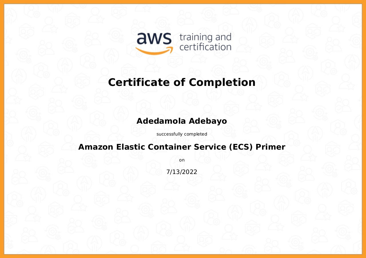 An AWS ECS Primer Training Certificate