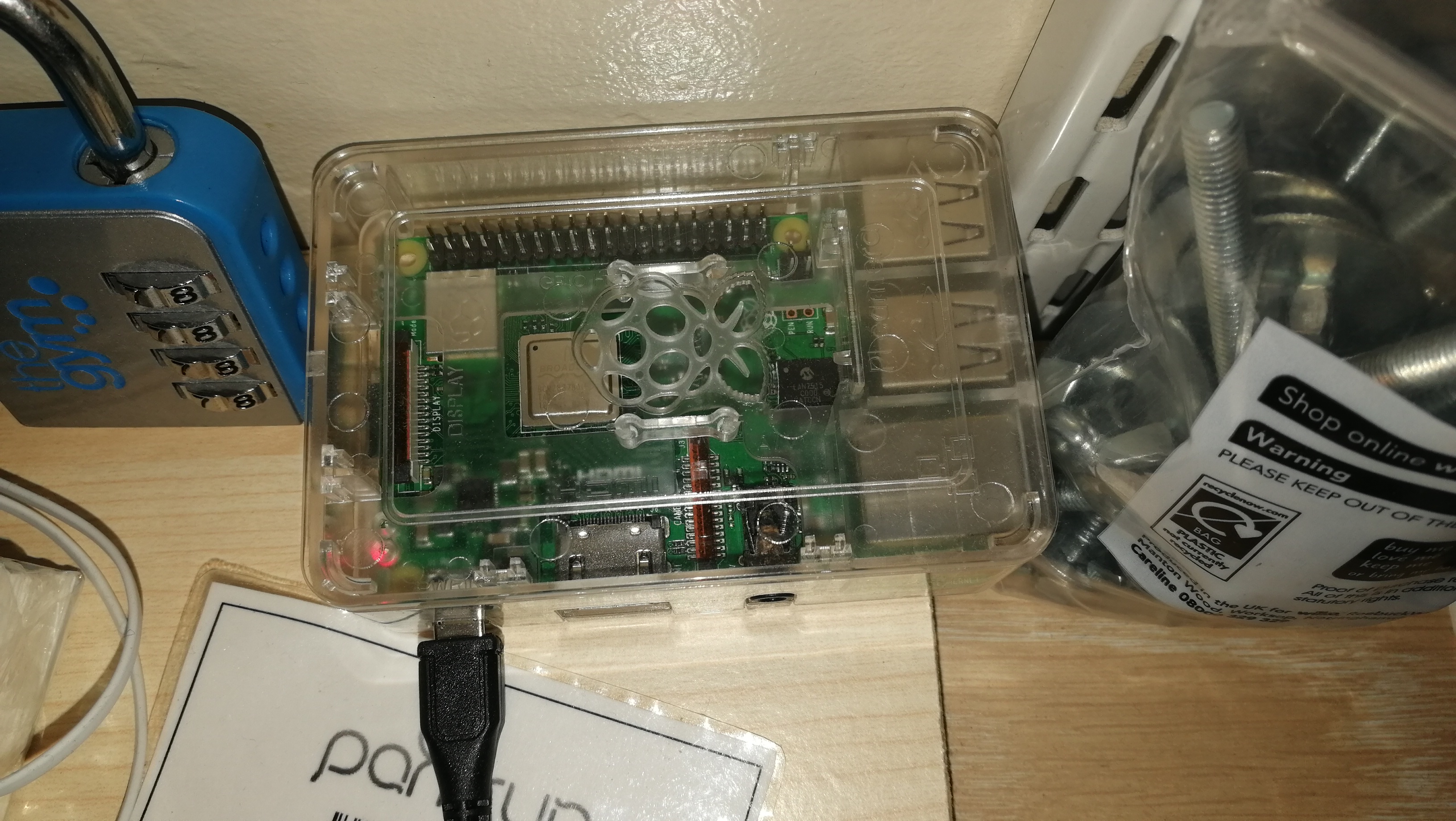 A powered up Raspberry Pi computer